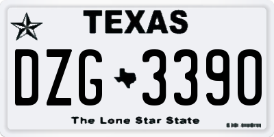 TX license plate DZG3390