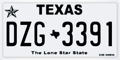 TX license plate DZG3391