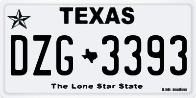 TX license plate DZG3393