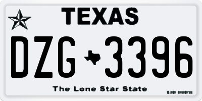 TX license plate DZG3396