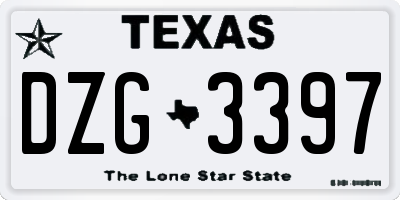 TX license plate DZG3397