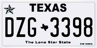 TX license plate DZG3398