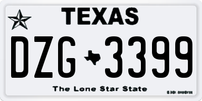 TX license plate DZG3399