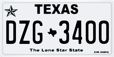 TX license plate DZG3400