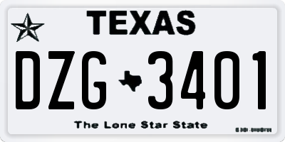 TX license plate DZG3401