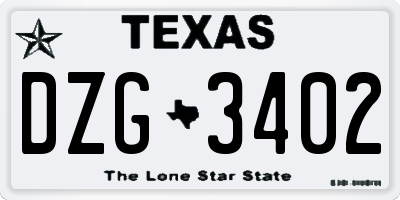 TX license plate DZG3402