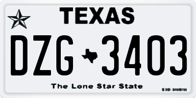 TX license plate DZG3403
