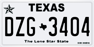 TX license plate DZG3404