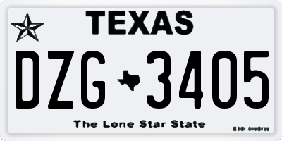 TX license plate DZG3405