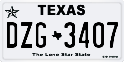 TX license plate DZG3407