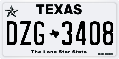TX license plate DZG3408