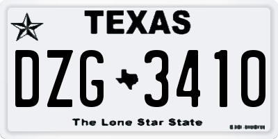 TX license plate DZG3410
