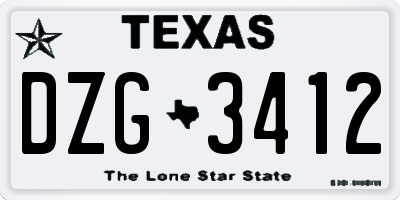 TX license plate DZG3412