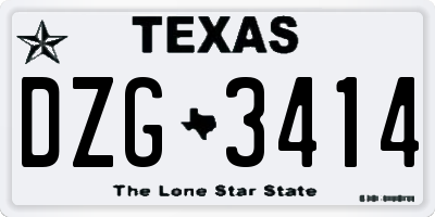 TX license plate DZG3414