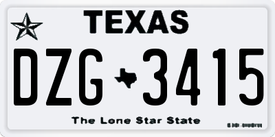 TX license plate DZG3415