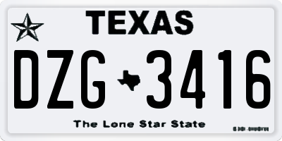 TX license plate DZG3416