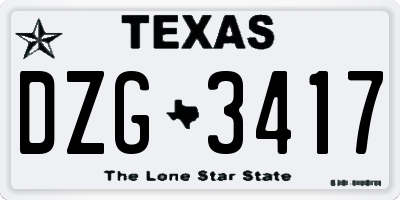 TX license plate DZG3417