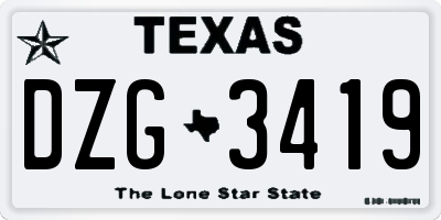 TX license plate DZG3419
