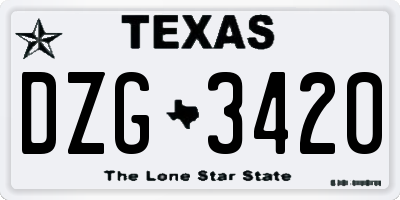 TX license plate DZG3420