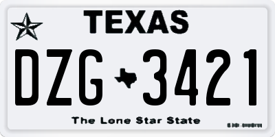 TX license plate DZG3421