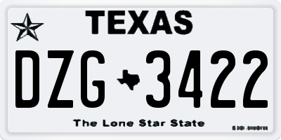 TX license plate DZG3422