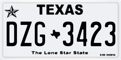 TX license plate DZG3423