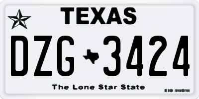 TX license plate DZG3424