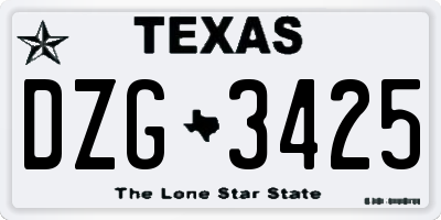TX license plate DZG3425