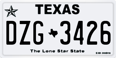 TX license plate DZG3426
