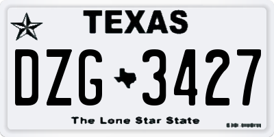 TX license plate DZG3427