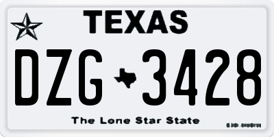 TX license plate DZG3428