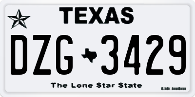 TX license plate DZG3429