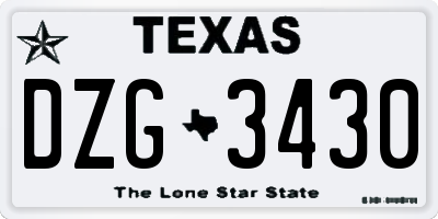 TX license plate DZG3430