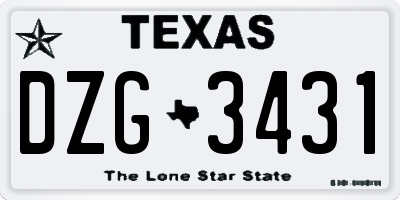 TX license plate DZG3431