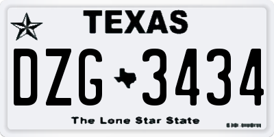 TX license plate DZG3434