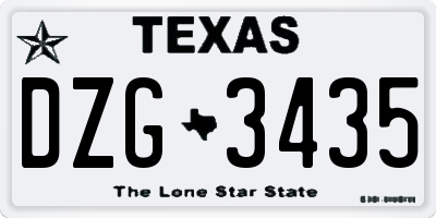 TX license plate DZG3435