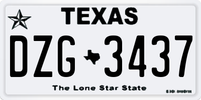 TX license plate DZG3437