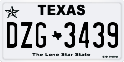 TX license plate DZG3439