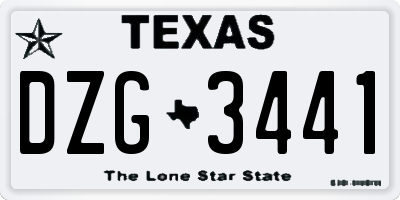 TX license plate DZG3441