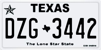 TX license plate DZG3442