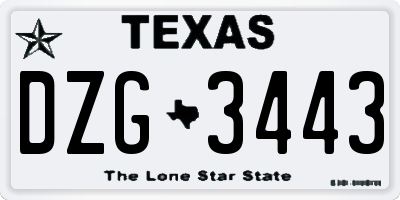 TX license plate DZG3443