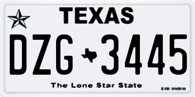 TX license plate DZG3445