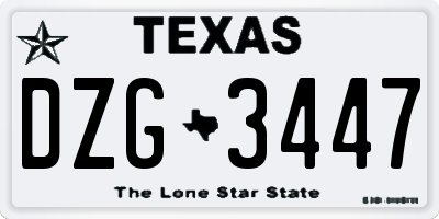 TX license plate DZG3447