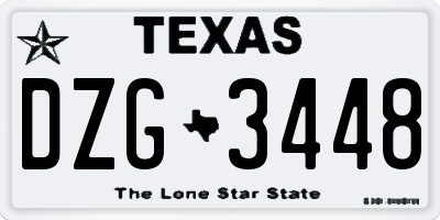 TX license plate DZG3448