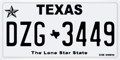 TX license plate DZG3449