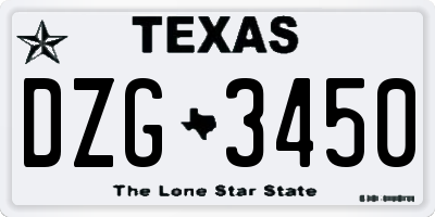TX license plate DZG3450
