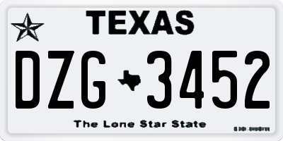 TX license plate DZG3452