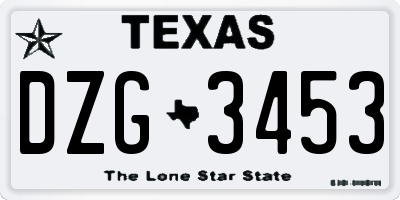 TX license plate DZG3453