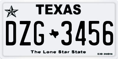 TX license plate DZG3456