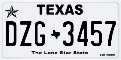 TX license plate DZG3457